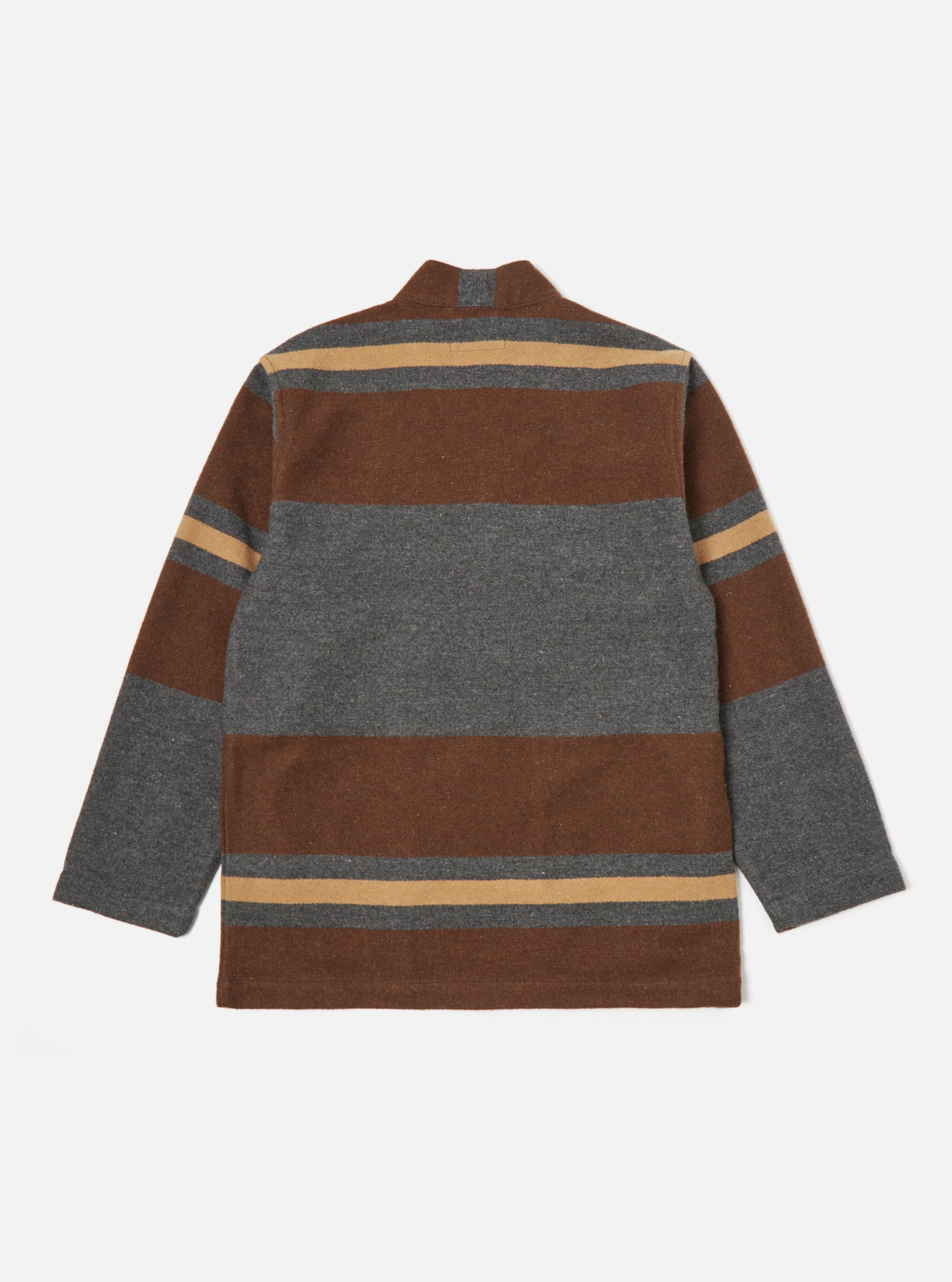 Universal Works- Kyoto Work Jacket in Charcoal Stripe Blanket Wool