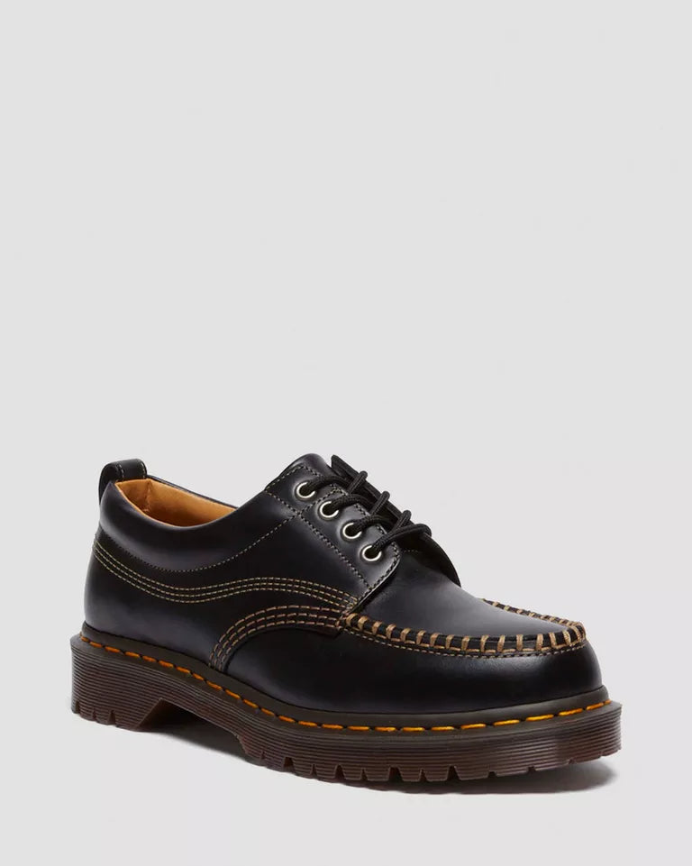 Dr. Martens - Lowell Leather Moc Toe Shoes in Black Analine