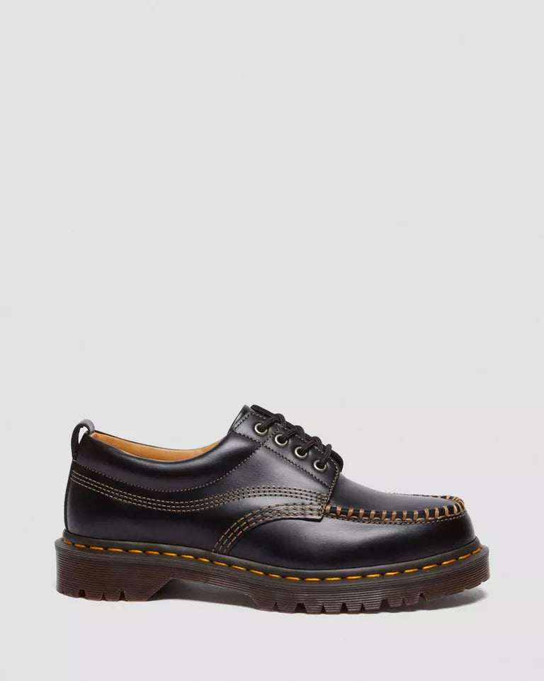 Dr. Martens - Lowell Leather Moc Toe Shoes in Black Analine
