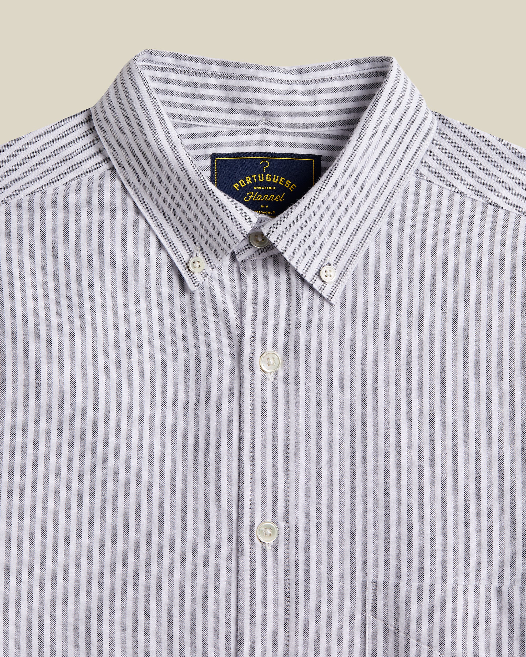 Portuguese Flannel - Brushed Oxford in Black Stripe
