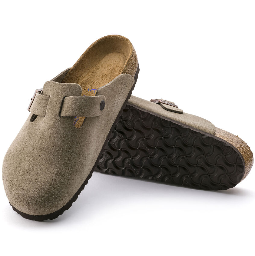Birkenstock- Boston Soft Footbed Taupe Suede