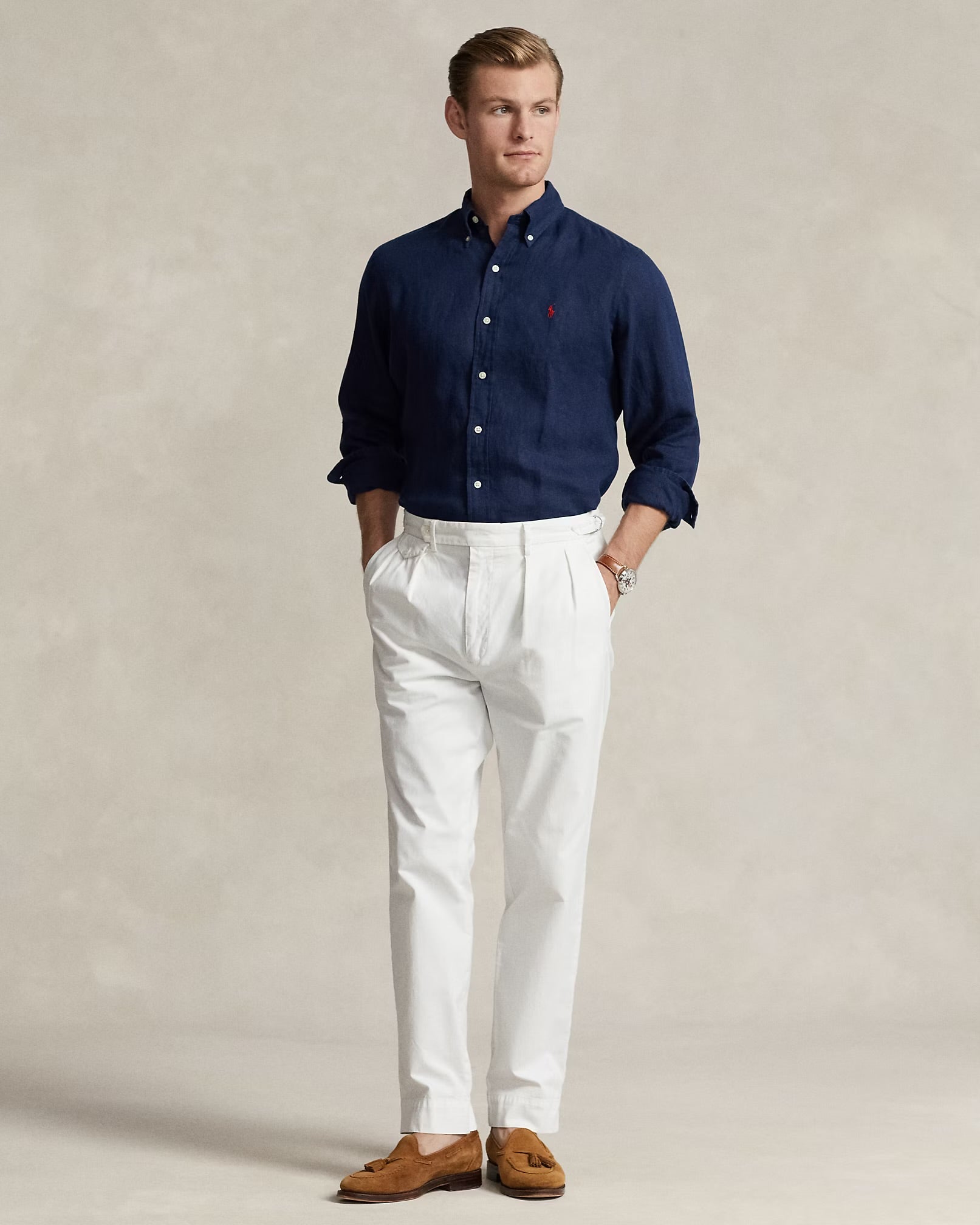 Polo Ralph Lauren - Lightweight Linen Sport Shirt in Navy Classic Fit