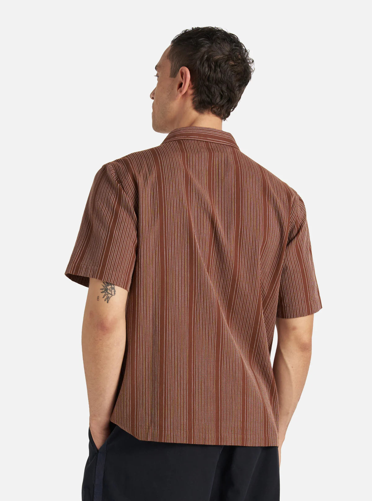 Universal Works - Sal Road Shirt in Brown Kantha Stripe