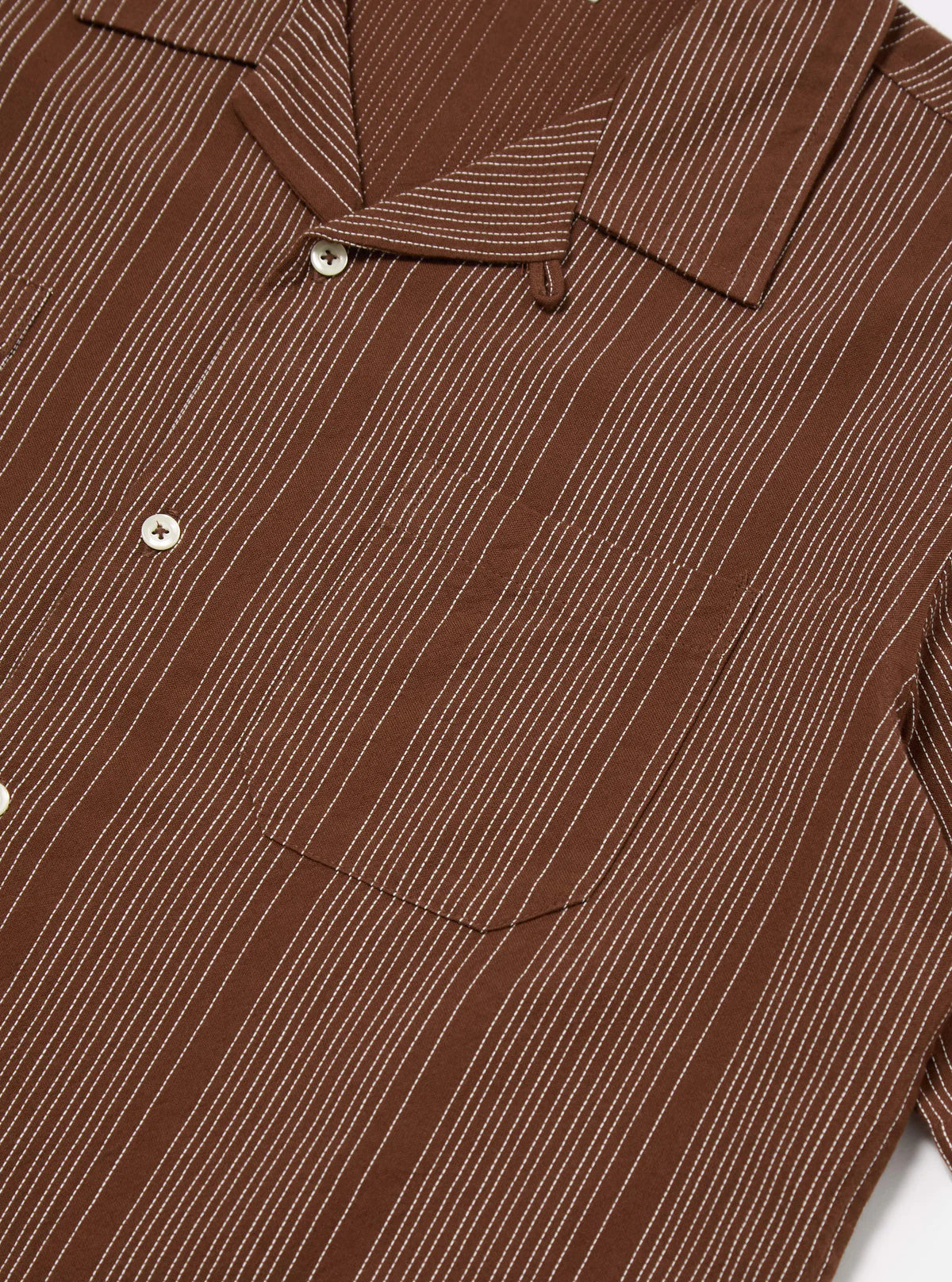 Universal Works - Sal Road Shirt in Brown Kantha Stripe
