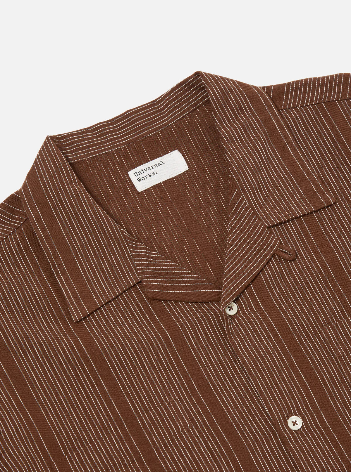 Universal Works - Sal Road Shirt in Brown Kantha Stripe