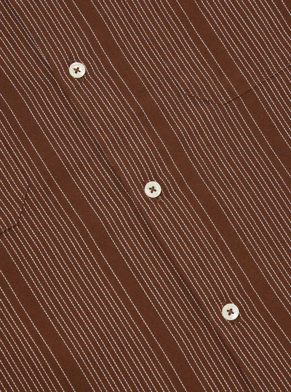 Universal Works - Sal Road Shirt in Brown Kantha Stripe