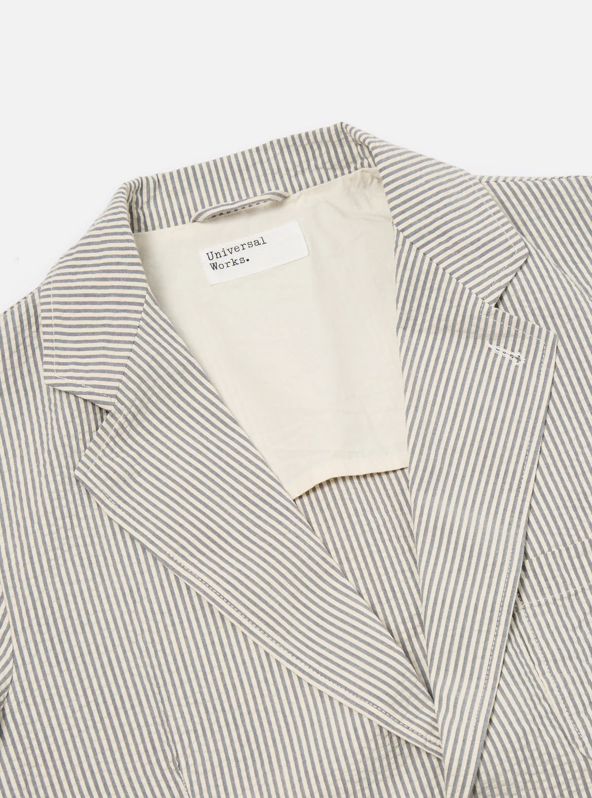 Universal Works - Two Button Jacket in Grey Derby Stripe