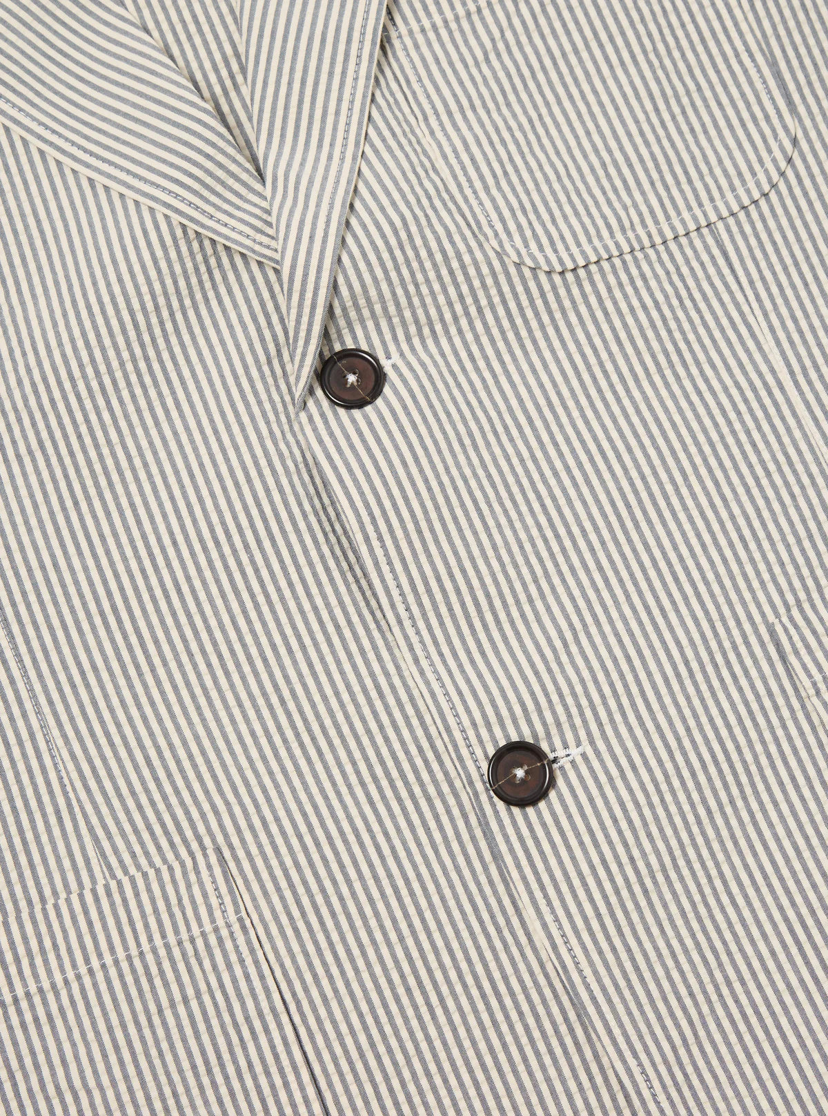 Universal Works - Two Button Jacket in Grey Derby Stripe