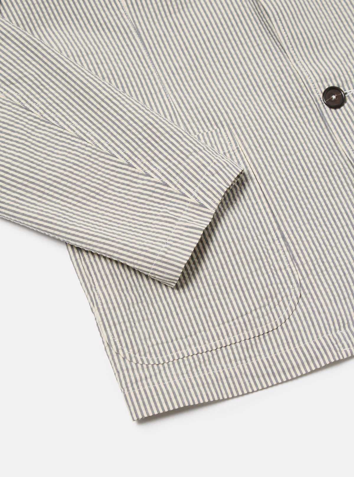 Universal Works - Two Button Jacket in Grey Derby Stripe