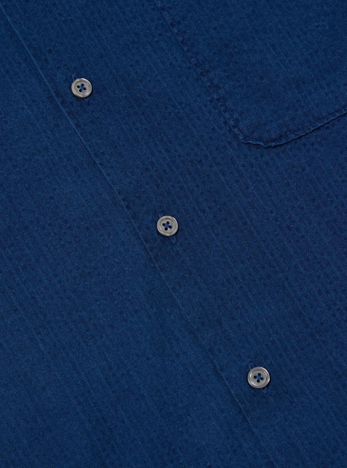 Universal Works - Road Shirt in Washed Indigo Seersucker
