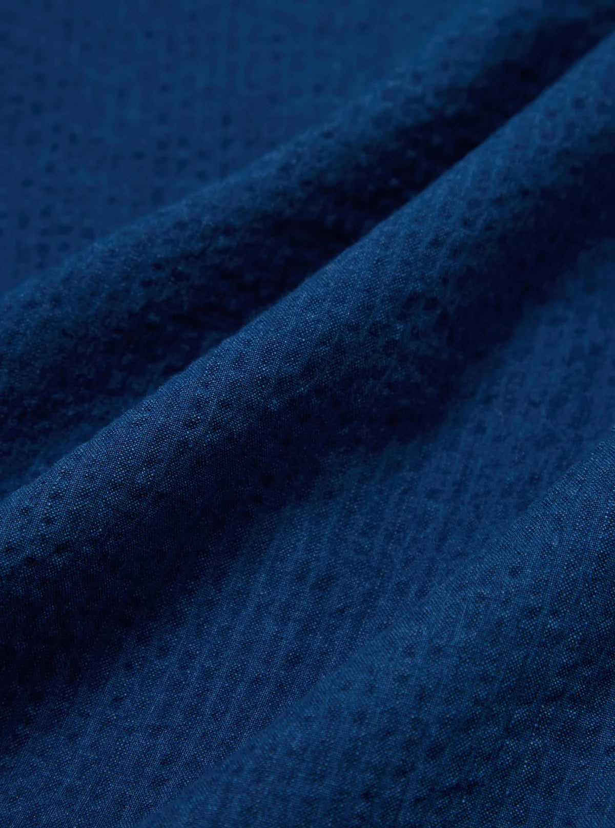 Universal Works - Road Shirt in Washed Indigo Seersucker