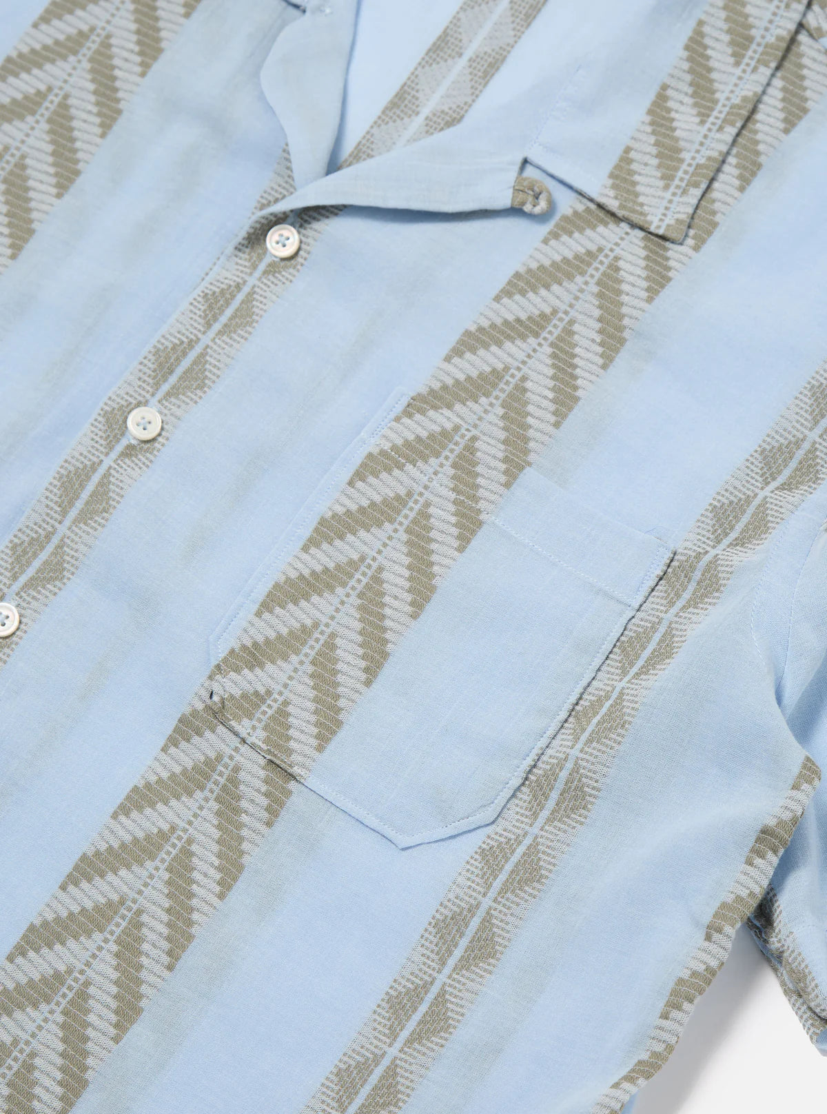 Universal Works - Road Shirt in Pale Blue Hendrix Beach Stripe