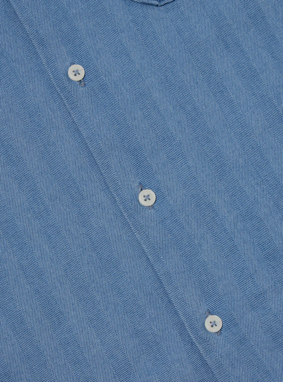 Universal Works - Road Shirt in Washed Indigo Herringbone Denim