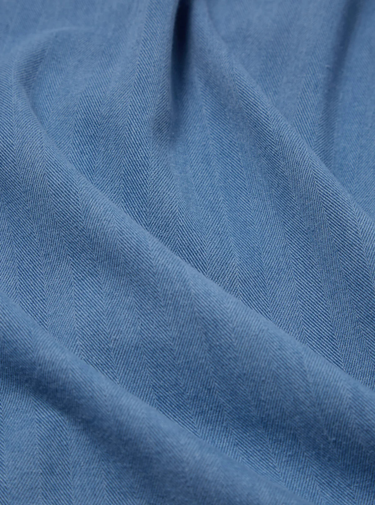 Universal Works - Road Shirt in Washed Indigo Herringbone Denim