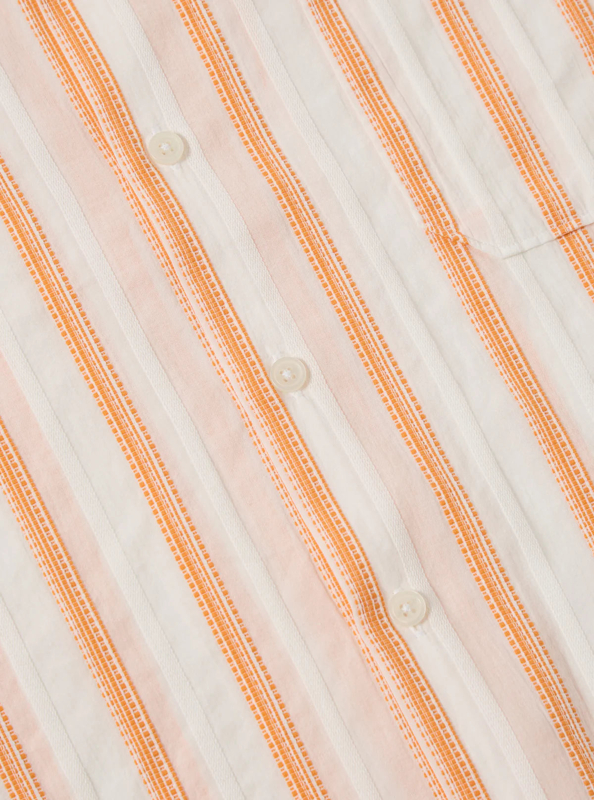 Universal Works - Road Shirt in White/Orange Fans Stripe Cotton