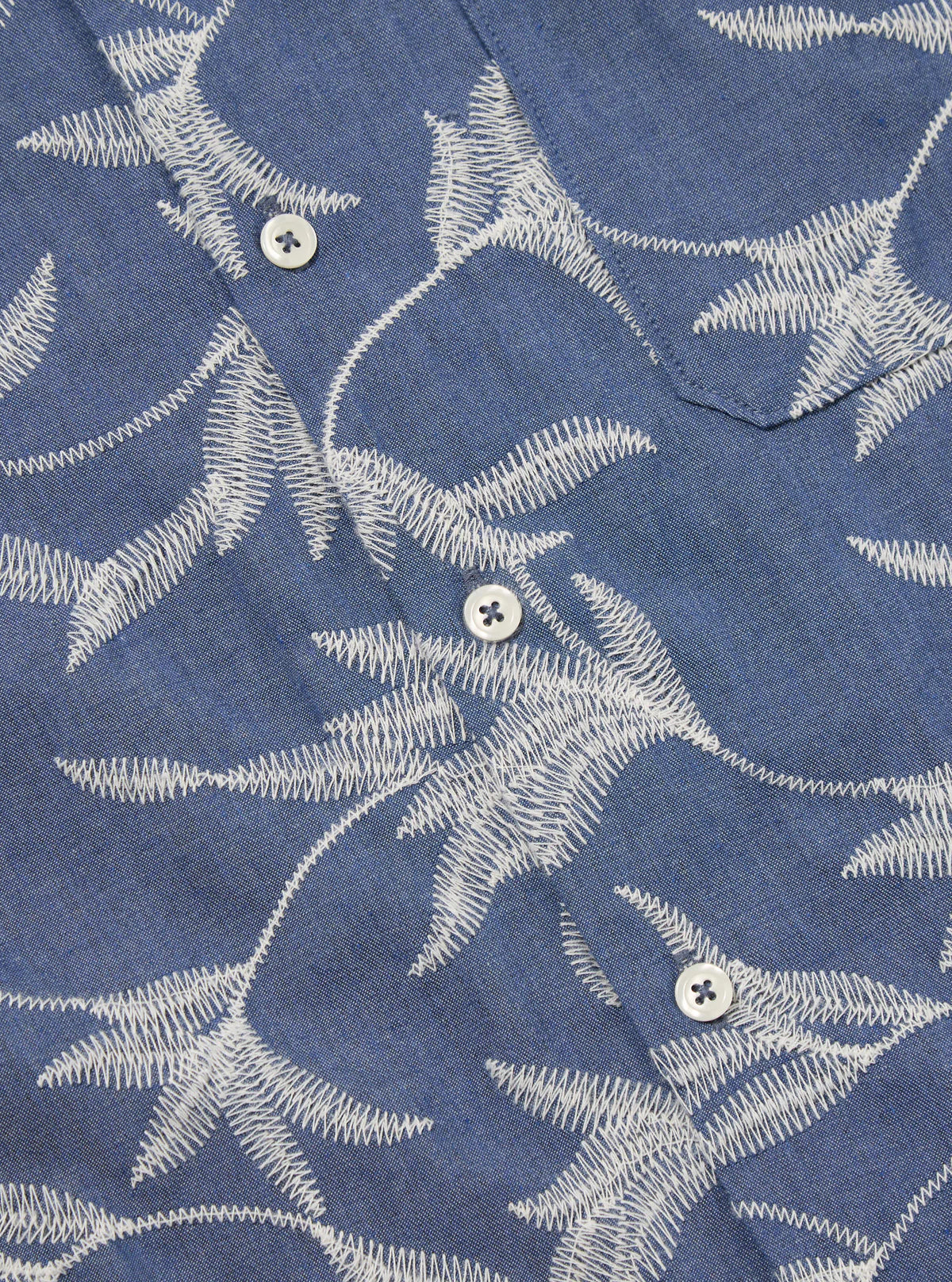 Universal Works - Road Shirt in Indigo Summer Jungle Cotton