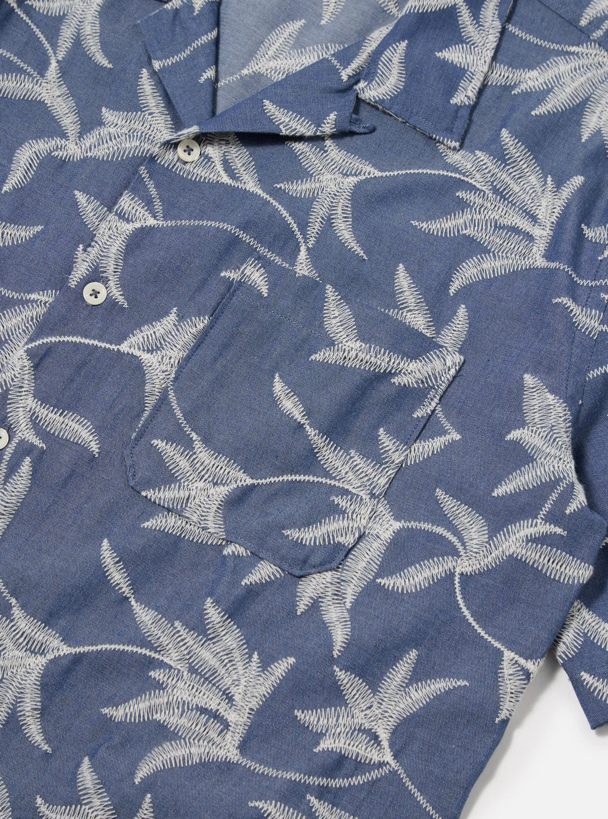 Universal Works - Road Shirt in Indigo Summer Jungle Cotton