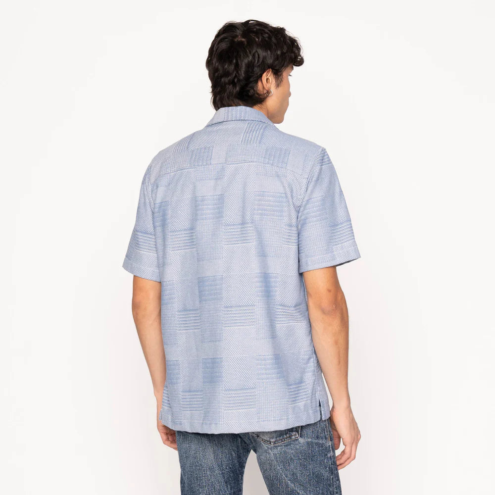 Naked & Famous - Aloha Shirt: Dobby Patchwork in Pale Blue