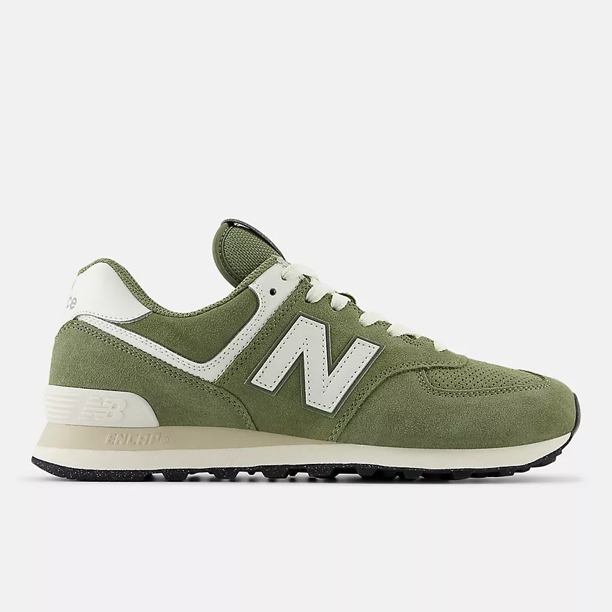 New Balance - 574 in Dark Olivine with Sea Salt