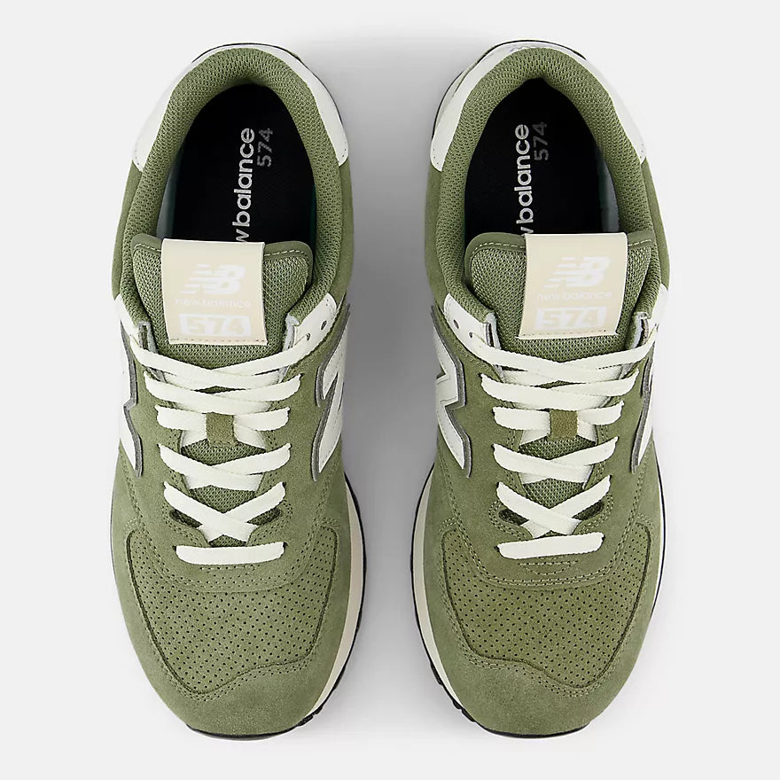 New Balance - 574 in Dark Olivine with Sea Salt
