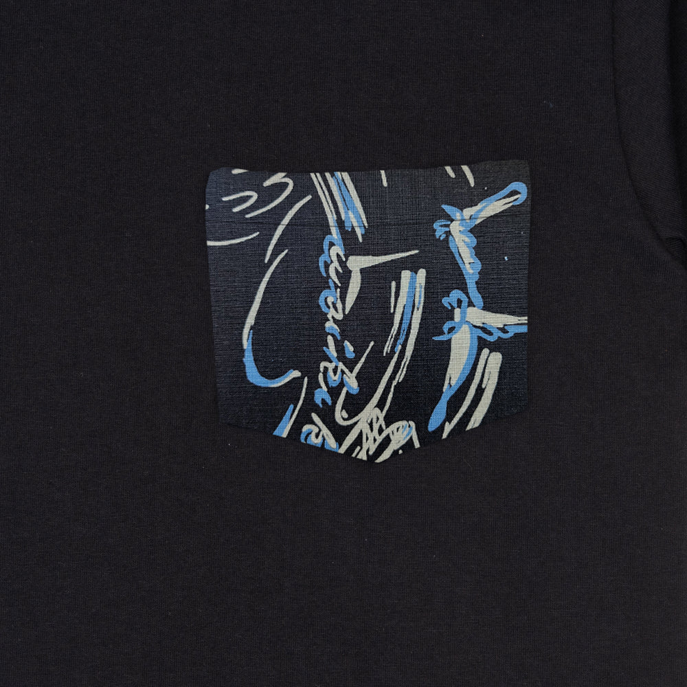 Naked & Famous - Pocket Tee: Waikiki Waves in Black