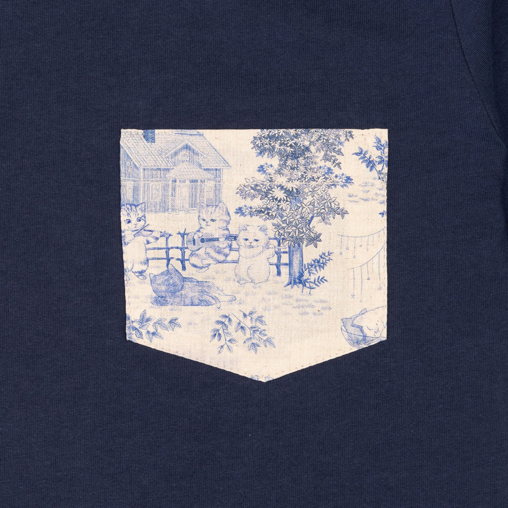 Naked & Famous - Pocket Tee: Linen Cat in Navy
