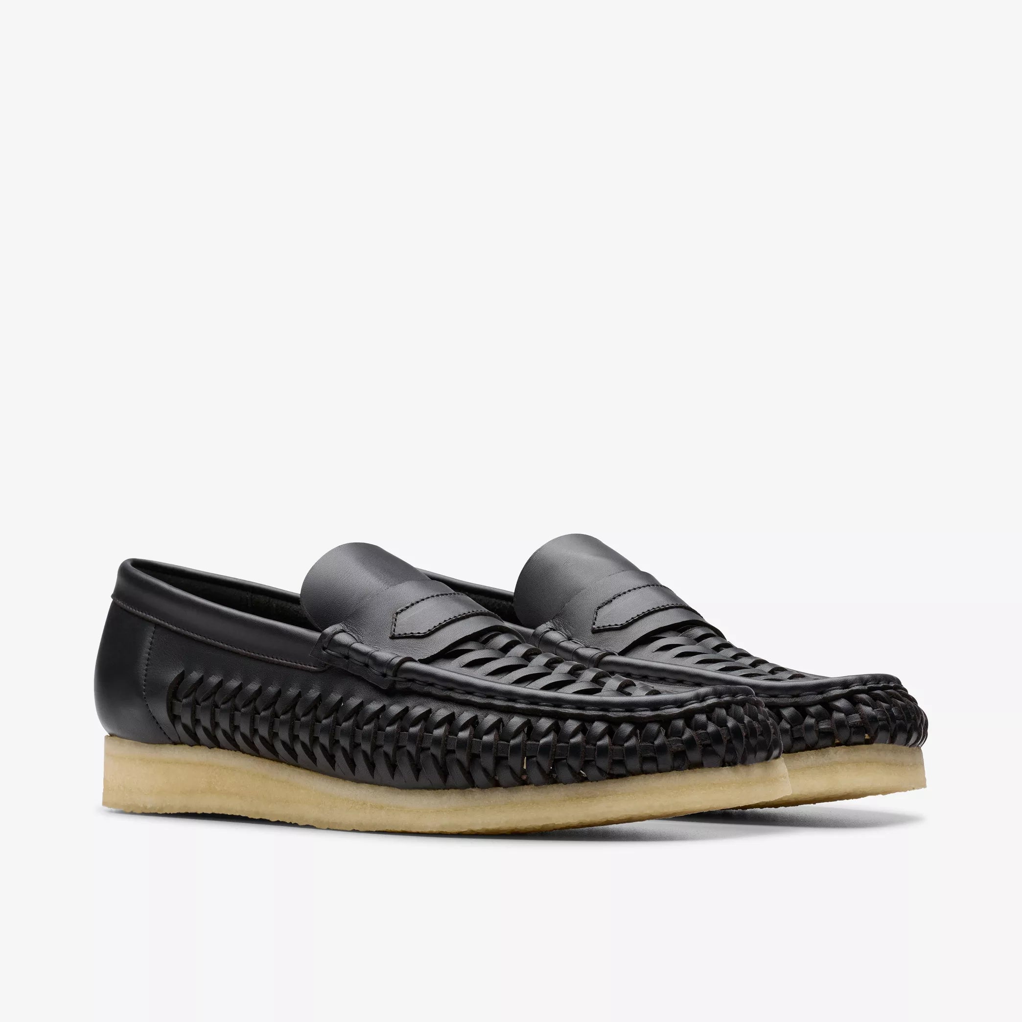 Clarks - Wallabee Penny Weave in Black Leather