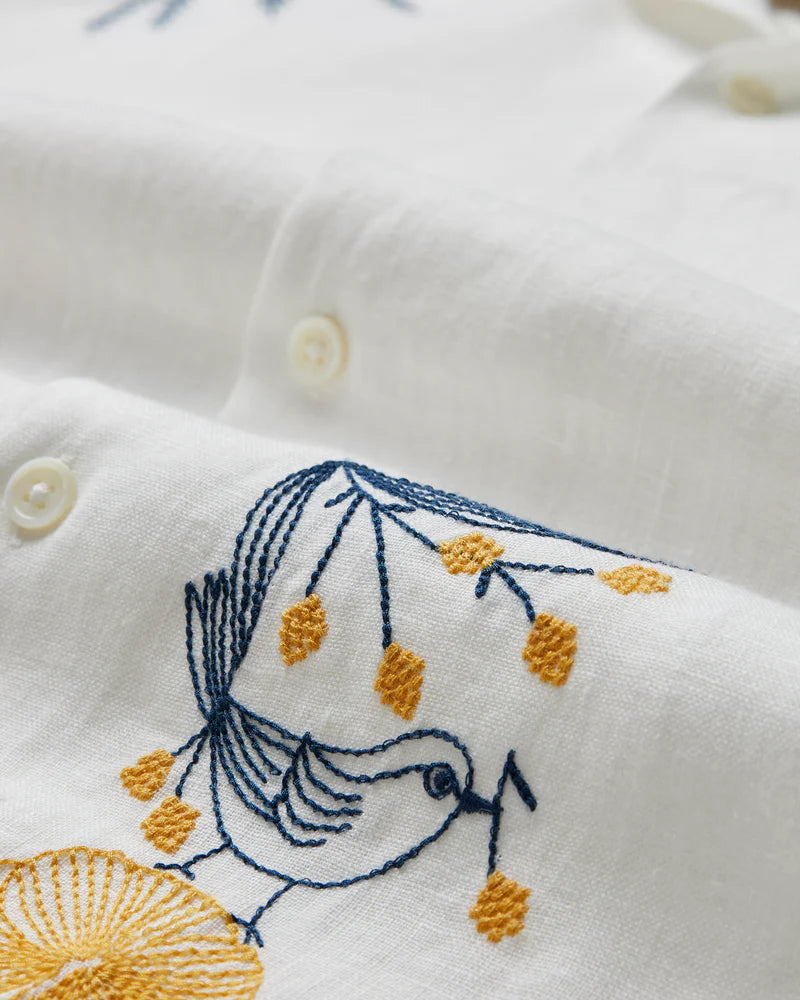 Portuguese Flannel - Embroidery Bird and Flowers