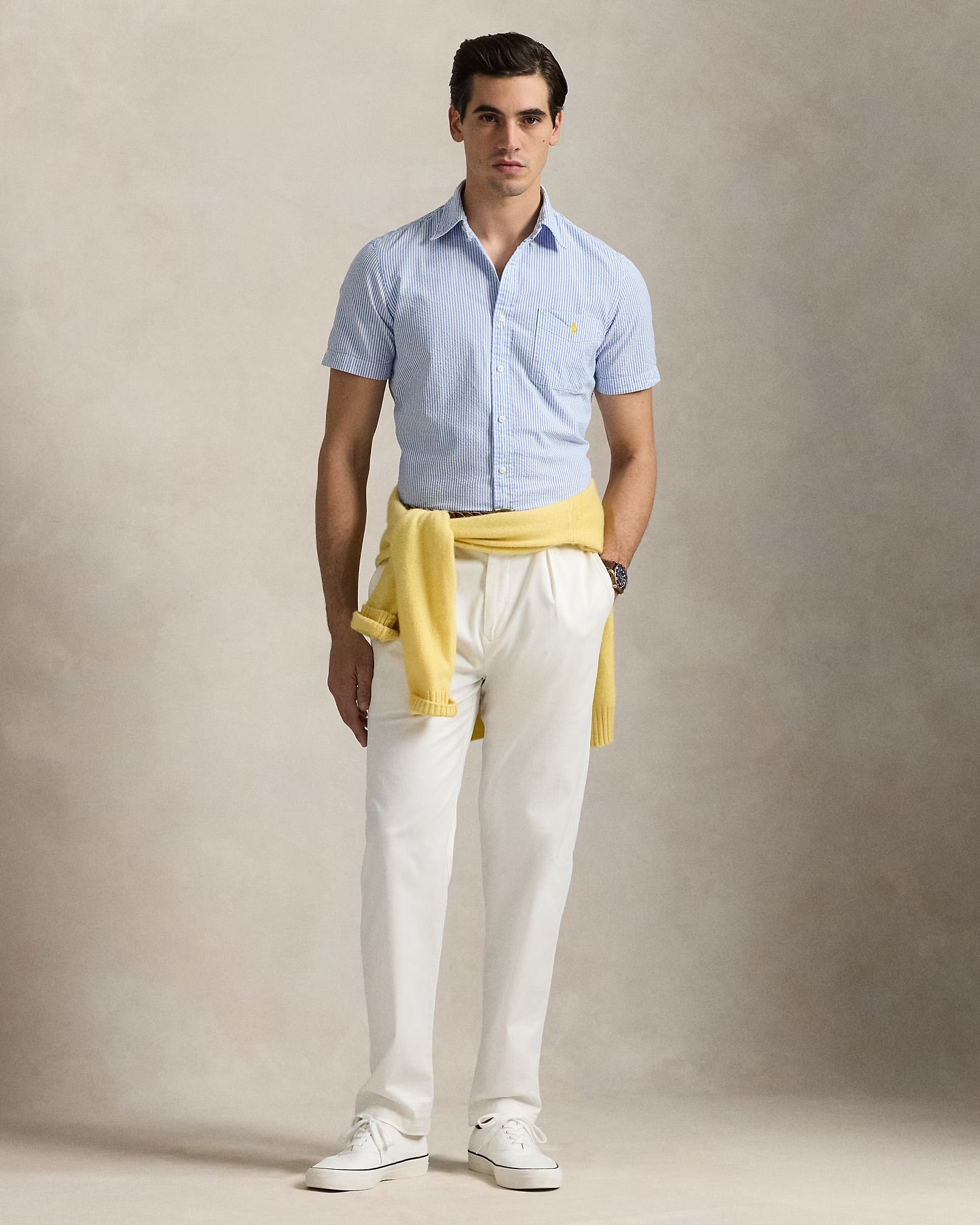 Polo Ralph Lauren - Prepster Classic Fit Seersucker Shirt in Blue/White
