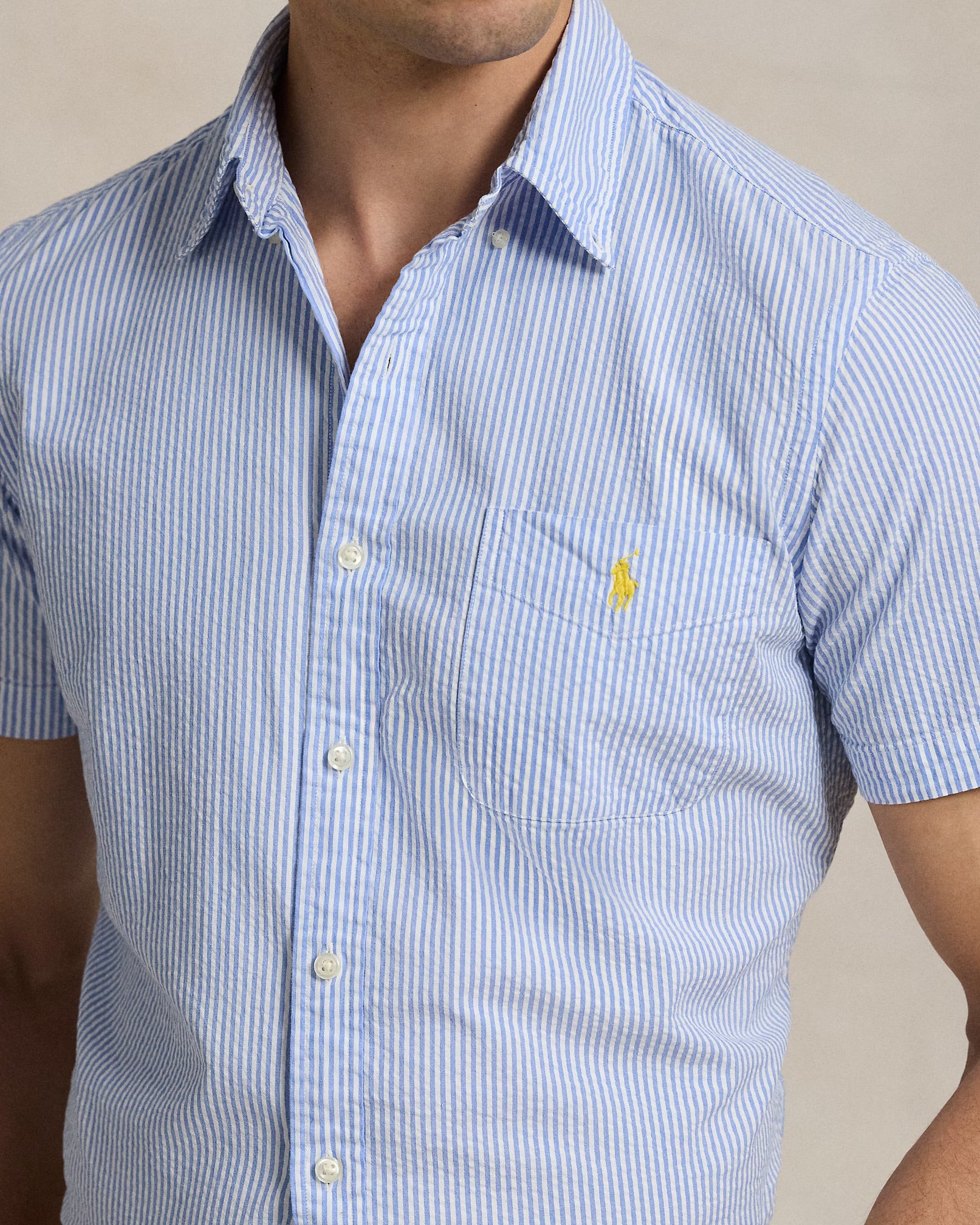 Polo Ralph Lauren - Prepster Classic Fit Seersucker Shirt in Blue/White