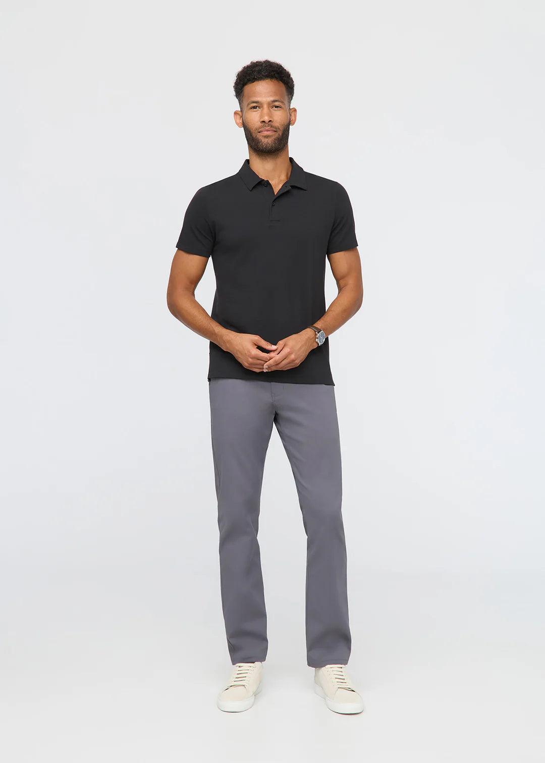 DUER - Air Flow Pique Polo in Black