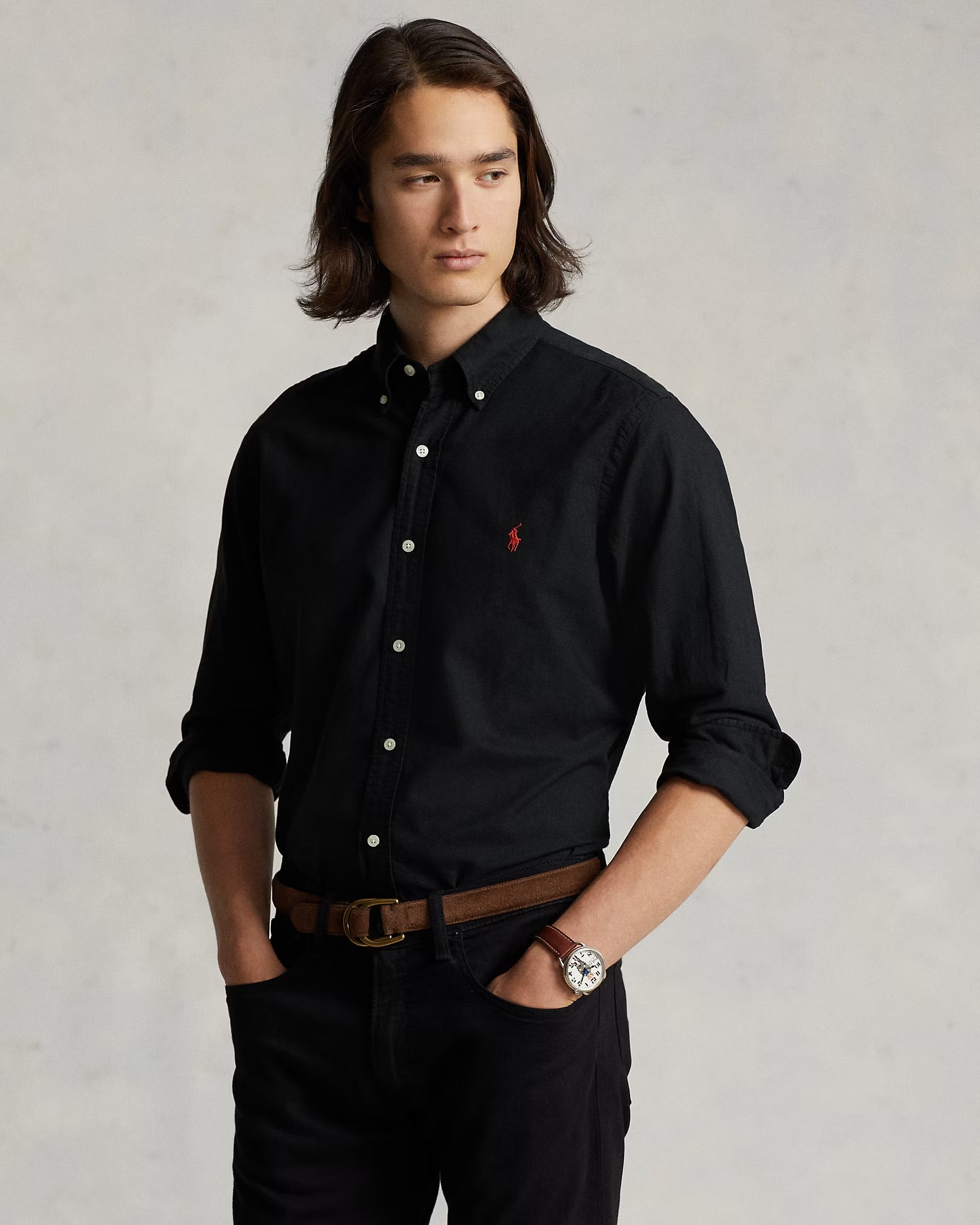 Polo Ralph Lauren - Garment-Dyed Oxford Shirt in Black Classic Fit