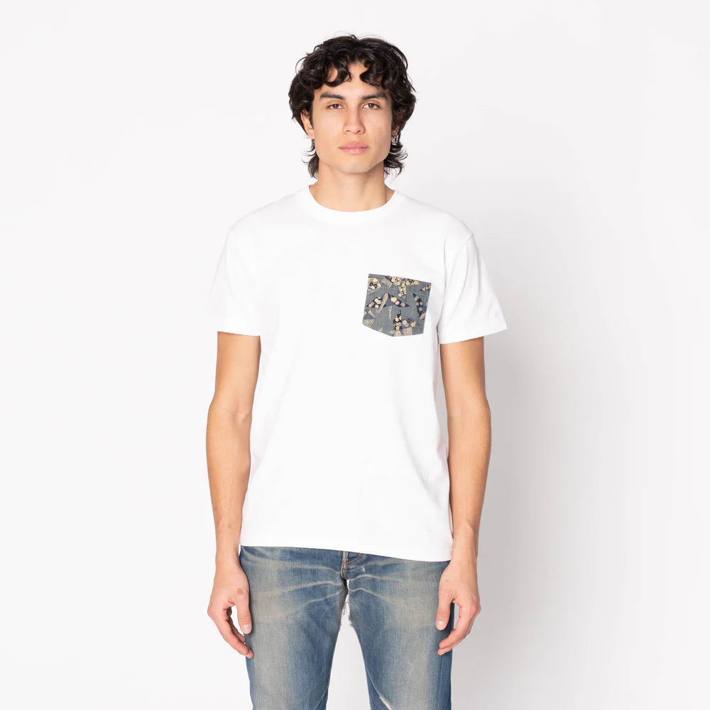 Naked & Famous - Pocket Tee: Origami Poplin in White