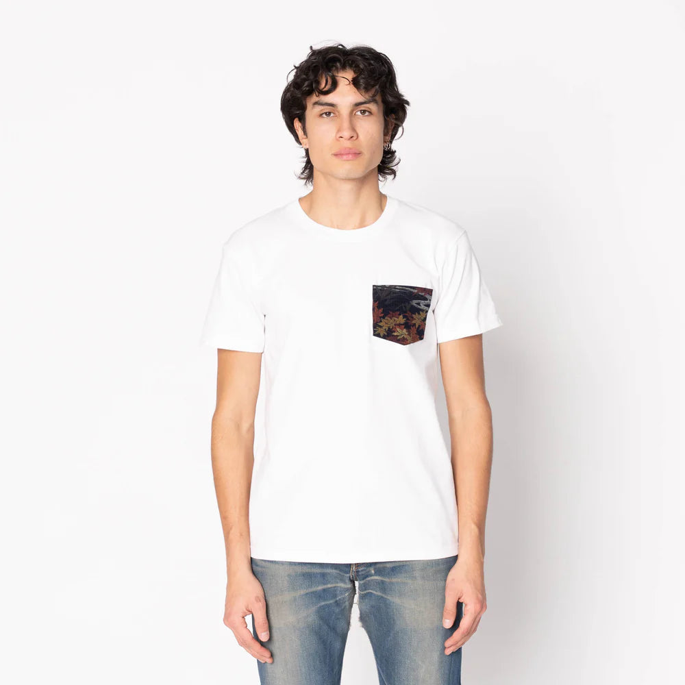 Naked & Famous - Pocket Tee: Printed Autumn in White