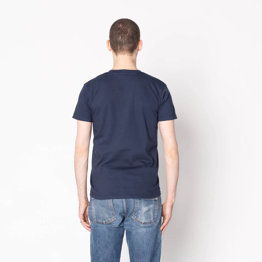 Naked & Famous - Pocket Tee: Origami Poplin in Navy