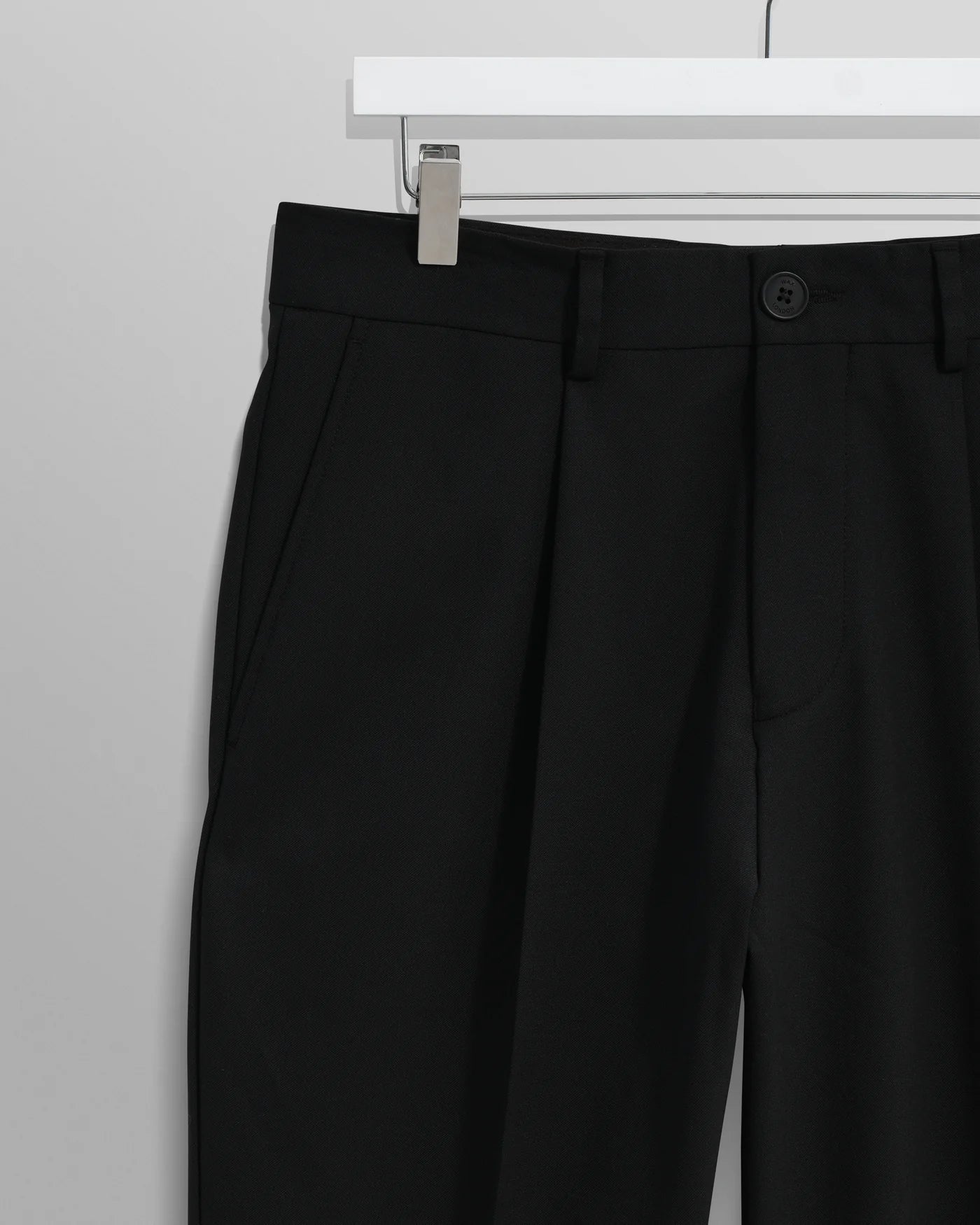 Wax London - Aubyn Black Wool Blend Twill Pleated Trousers