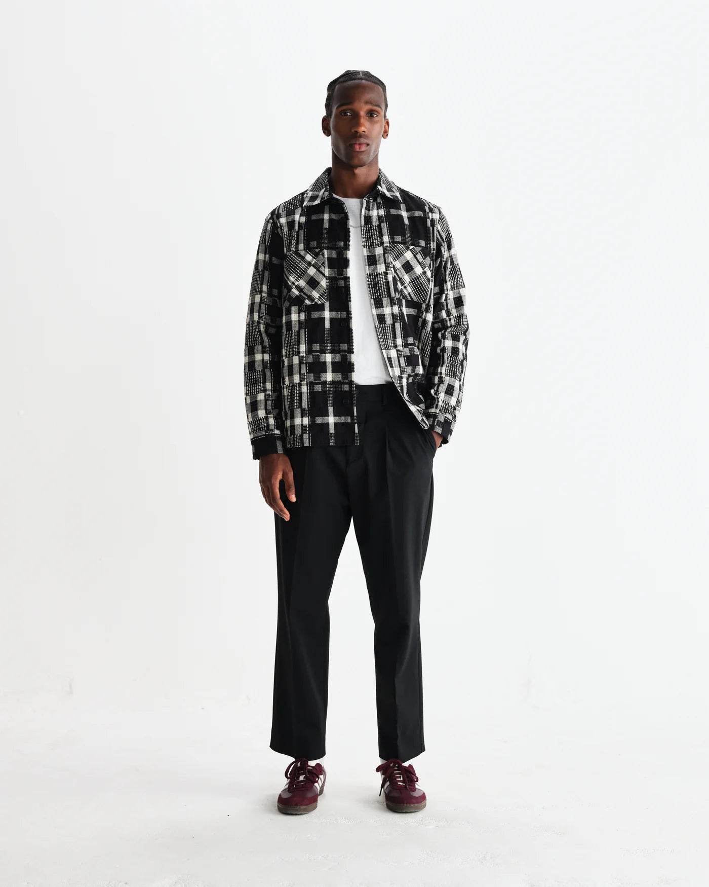 Wax London - Aubyn Black Wool Blend Twill Pleated Trousers