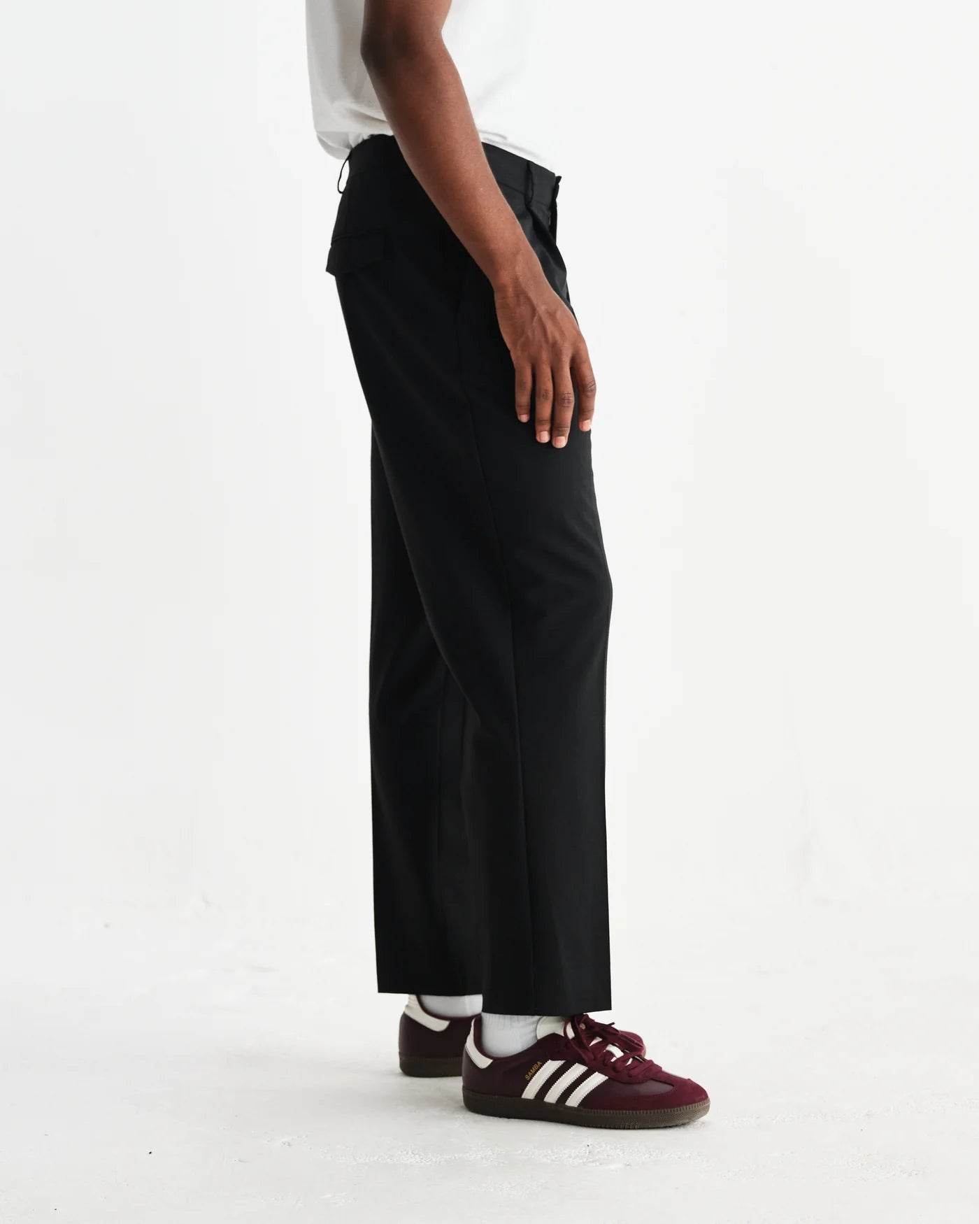 Wax London - Aubyn Black Wool Blend Twill Pleated Trousers