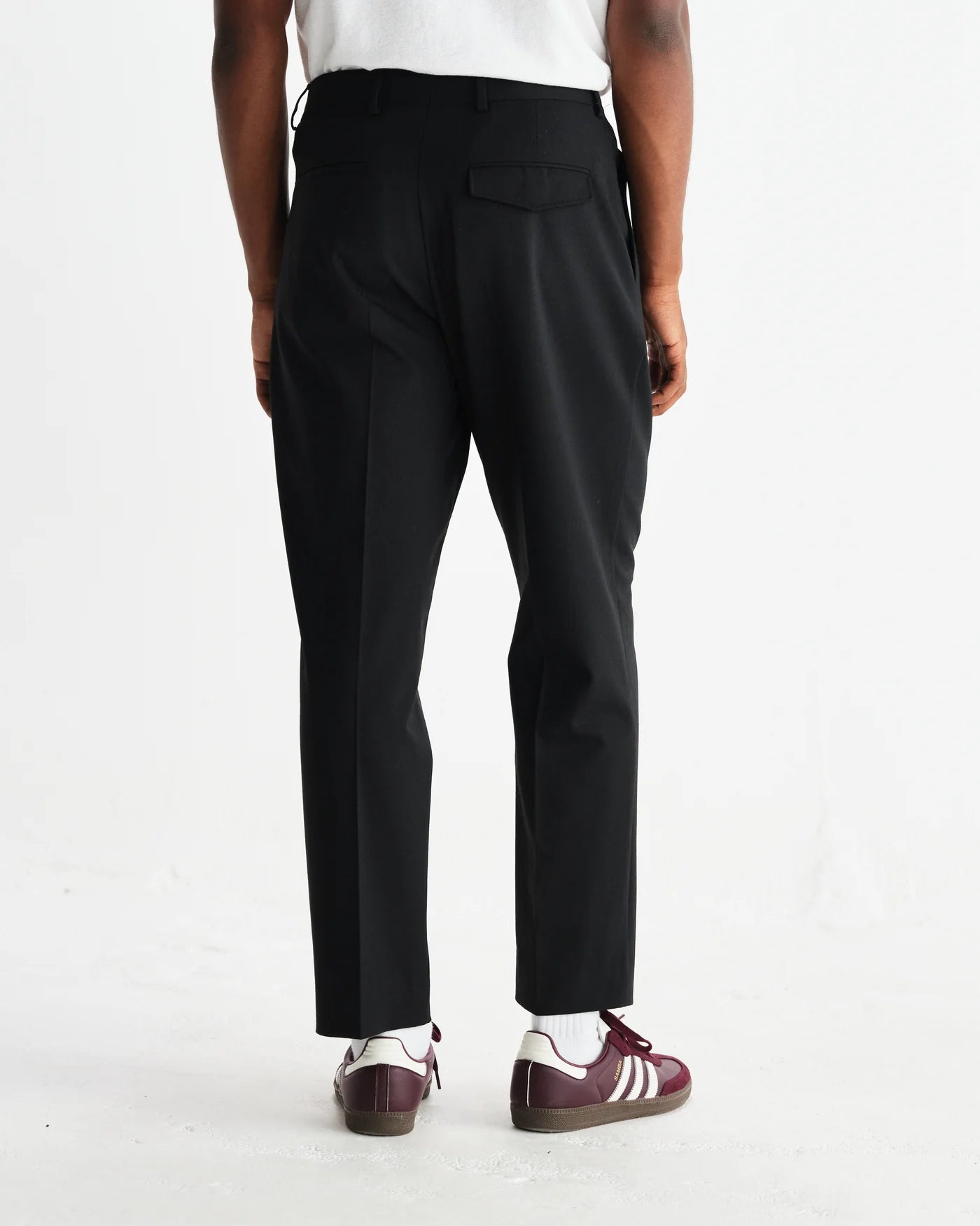 Wax London - Aubyn Black Wool Blend Twill Pleated Trousers
