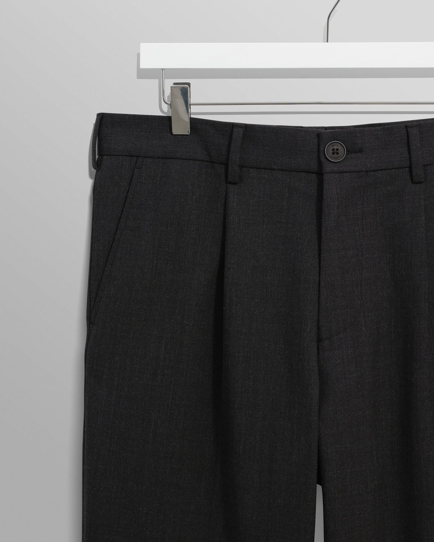Wax London - Aubyn Charcoal Wool Blend Twill Pleated Trousers