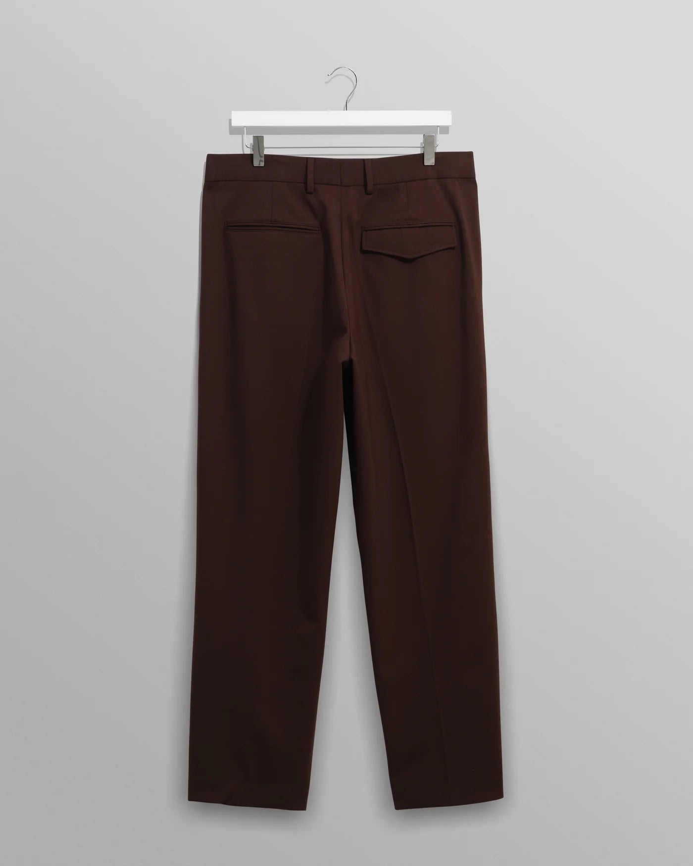 Wax London - Aubyn Dark Brown Wool Blend Twill Pleated Trousers
