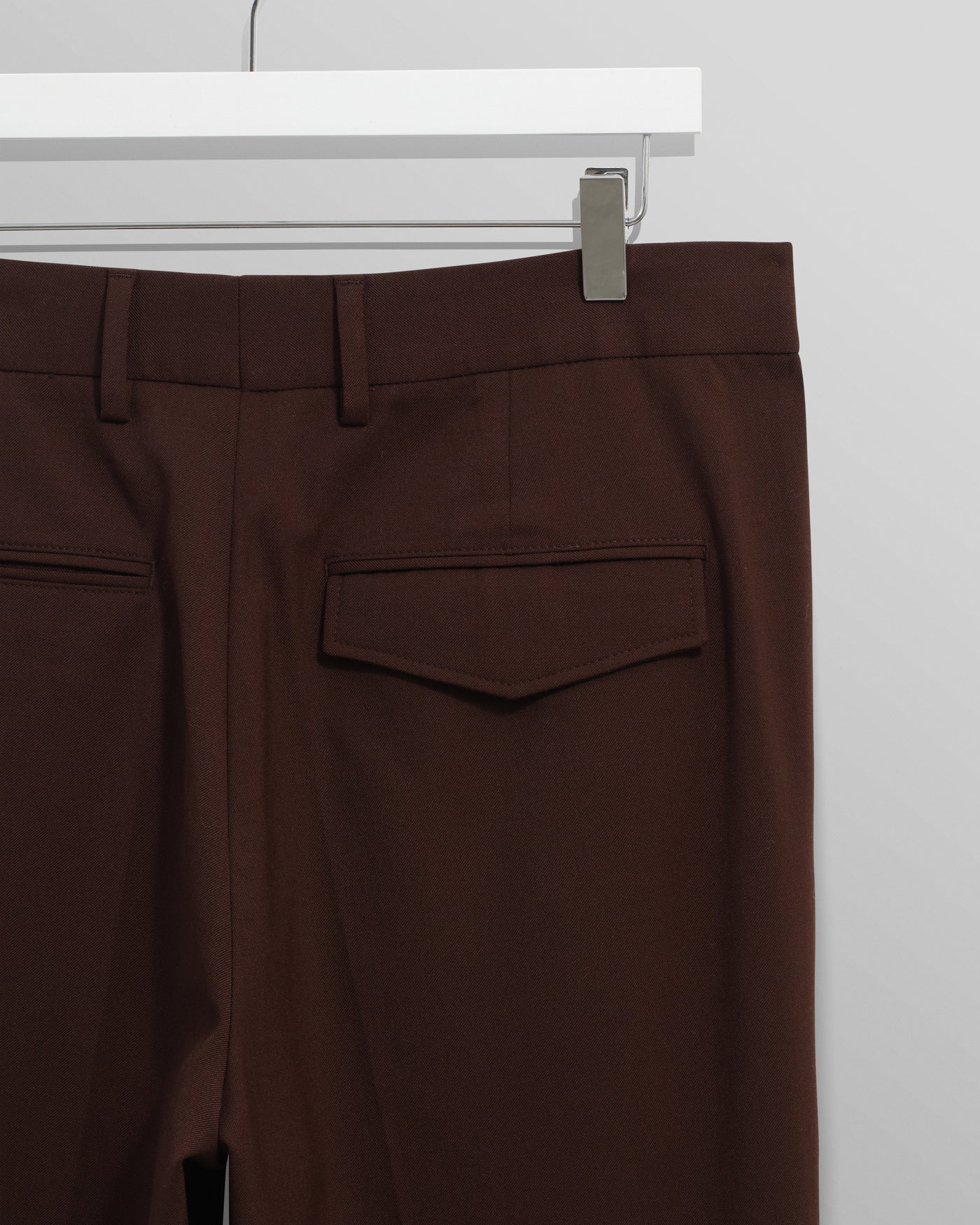 Wax London - Aubyn Dark Brown Wool Blend Twill Pleated Trousers
