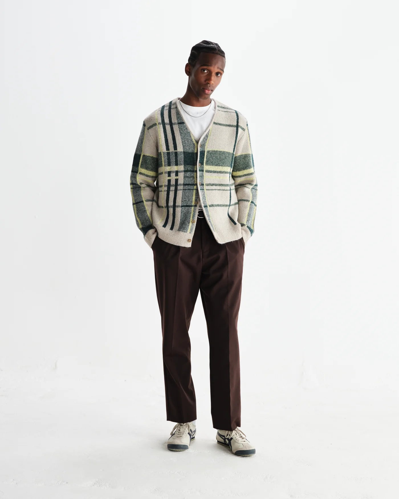 Wax London - Aubyn Dark Brown Wool Blend Twill Pleated Trousers
