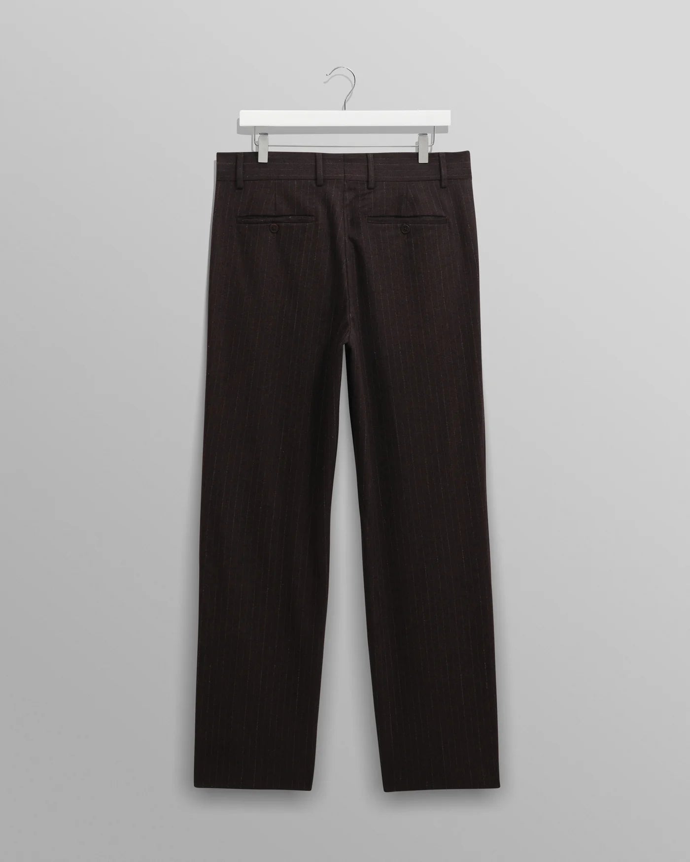 Wax London - Aston Dark Brown Wool Pinstripe Trousers
