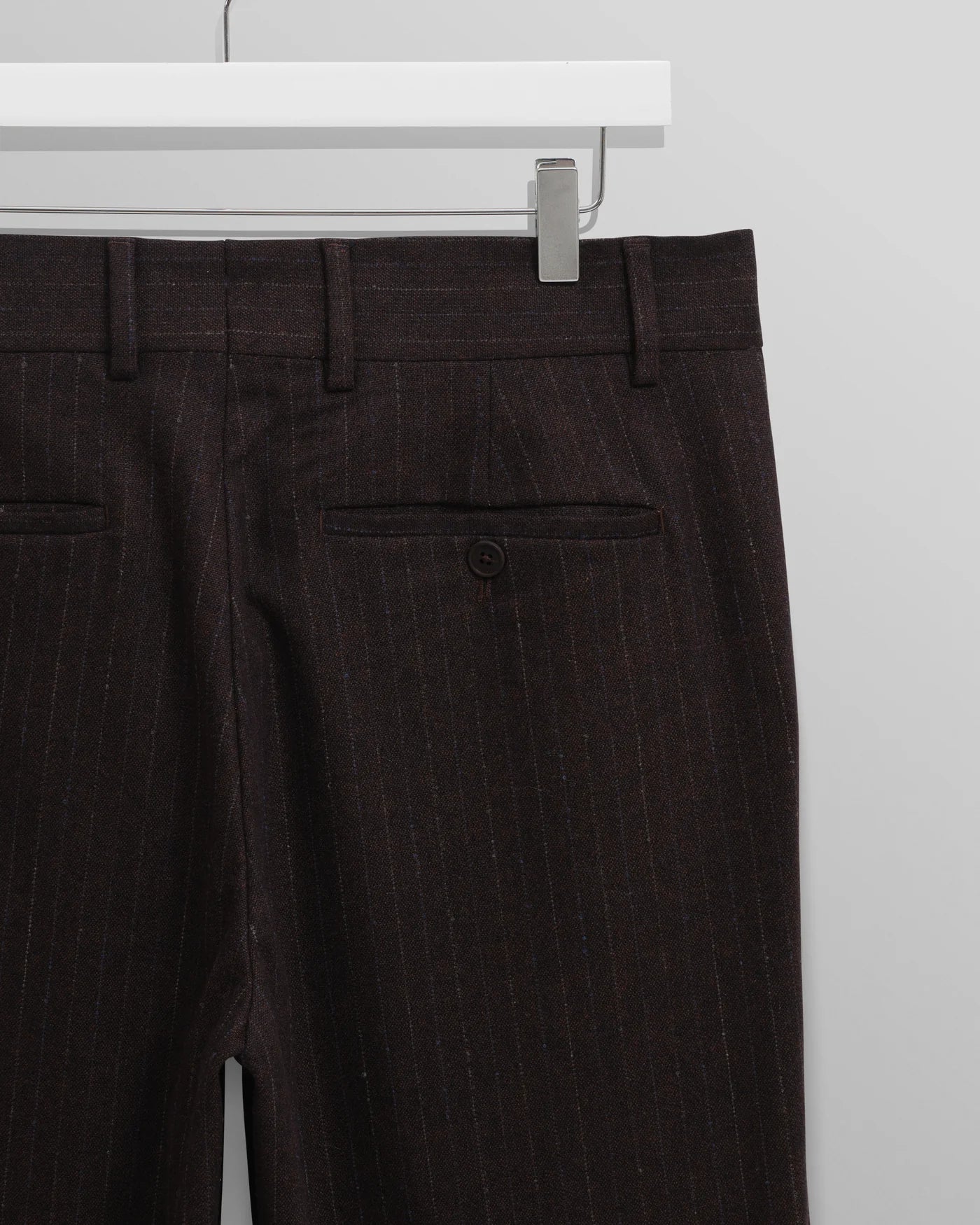 Wax London - Aston Dark Brown Wool Pinstripe Trousers