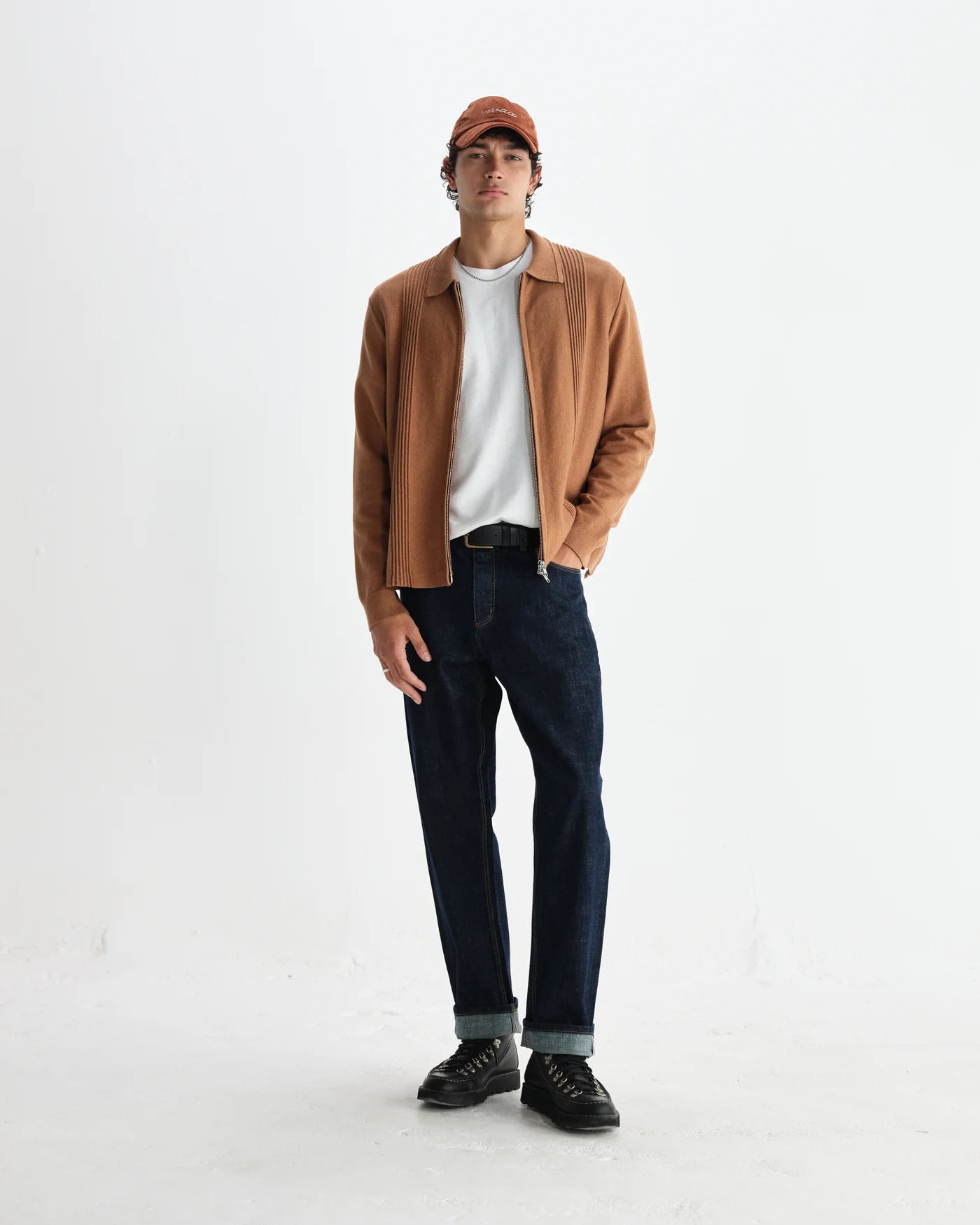 Wax London - Lennox Camel Milano Stripe Knitted Polo