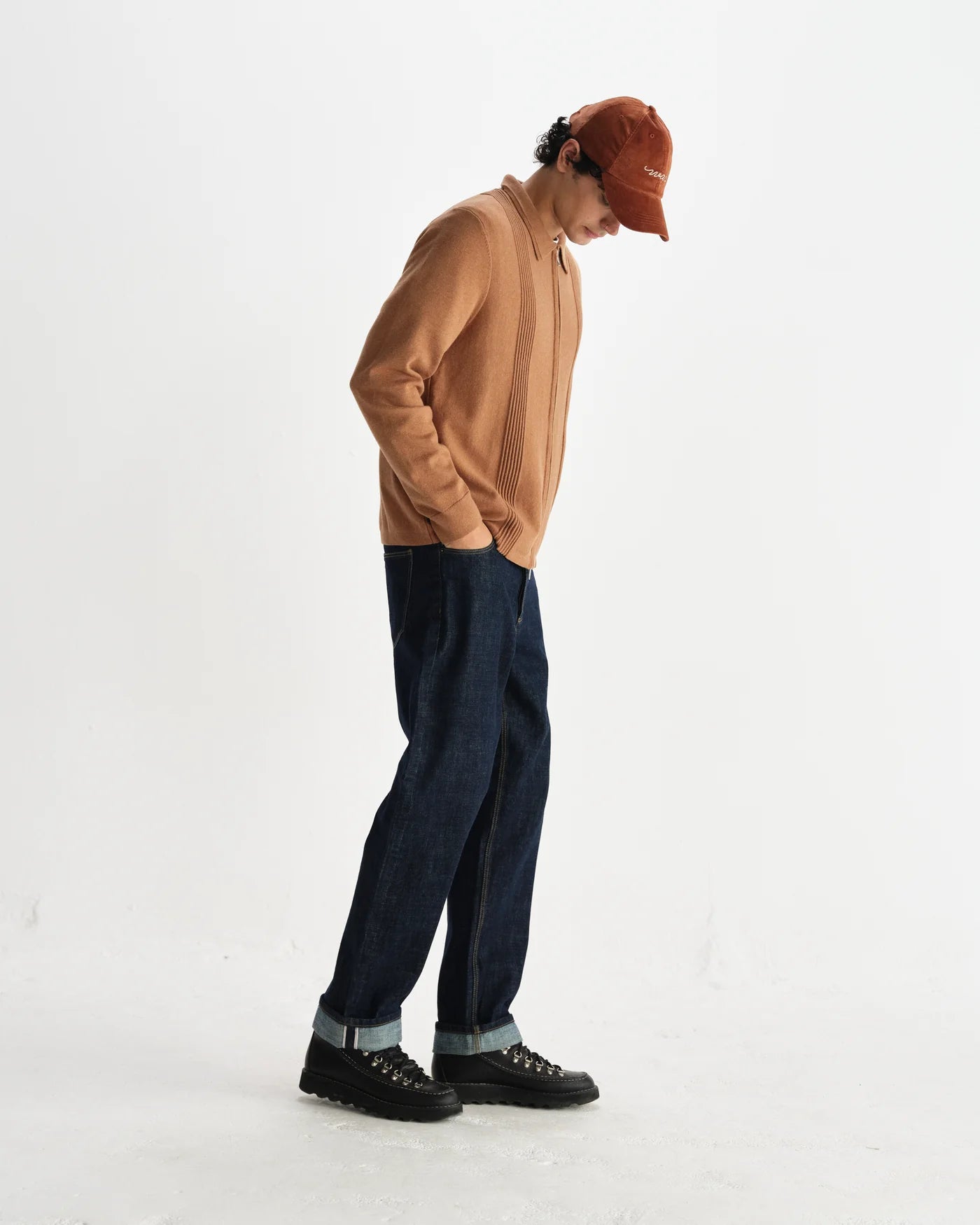 Wax London - Lennox Camel Milano Stripe Knitted Polo
