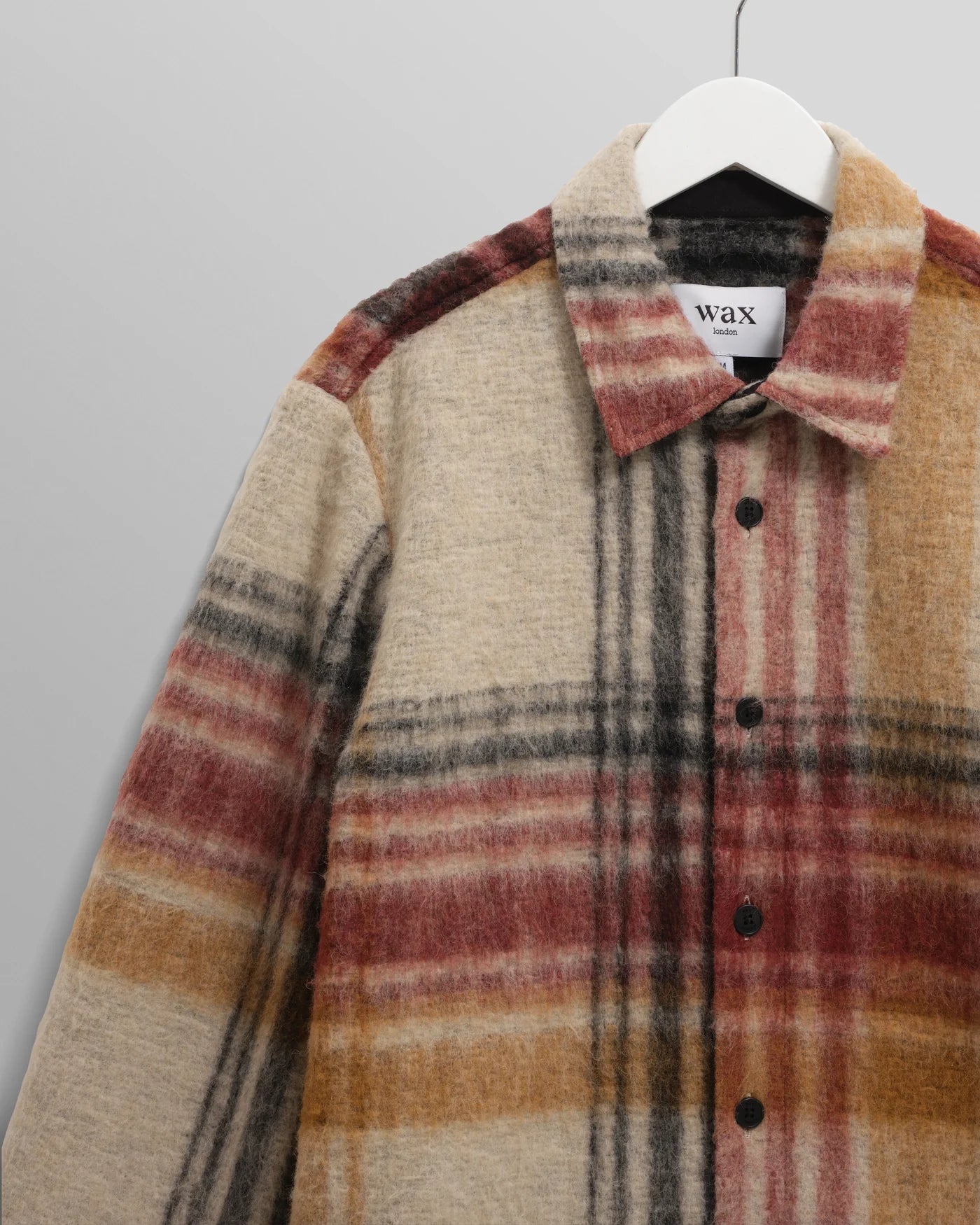 Wax London - Nolan Natural And Multicolour Check Wool Overshirt