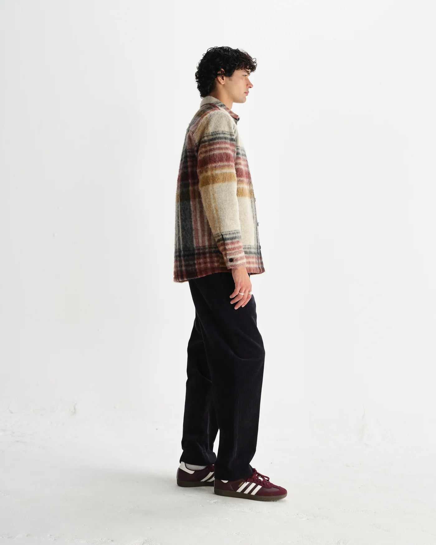 Wax London - Nolan Natural And Multicolour Check Wool Overshirt