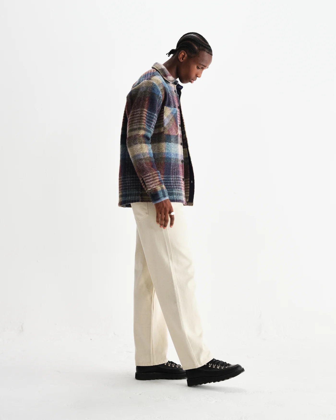 Wax London - Whiting Blue And Multicolour Wool Check Overshirt
